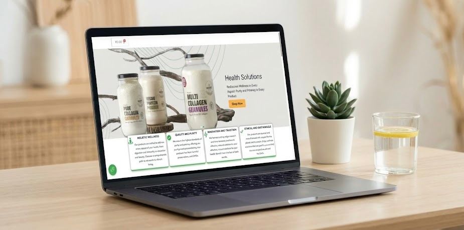 Health Restore homepage displayed on a modern device